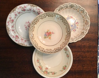 Vintage Mismatched China Bowls for Easter, Thanksgiving, Christmas, Wedding, Wedding China, Bridal Luncheon- Set of 4, 4032