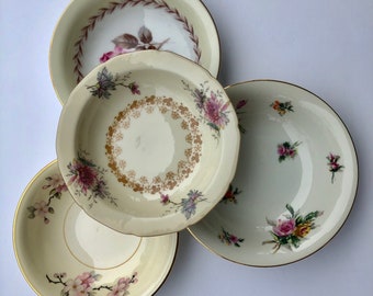 Mismatched China Set of 4 Dessert Bowls, Fruit Bowls, 4061