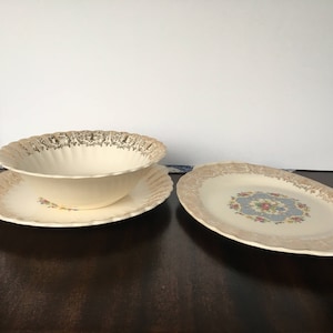 Amerikaanse Limoges Lyric fruit Bowl / ronde serveren lade / ovale serveren lade / Mix en Match met andere patronen om je eigen stijl te creëren