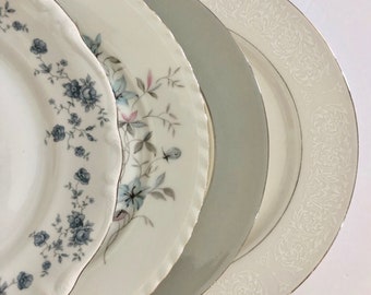 Mismatched China Set of 4 Dinner Plates, 1157