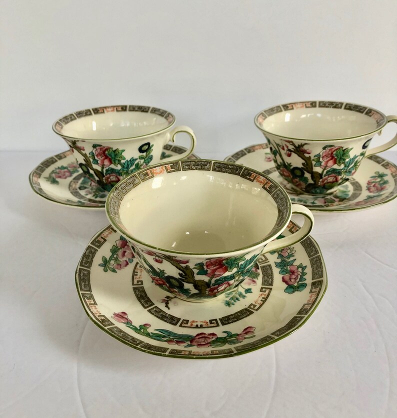 Myott, Son and Co Made in England Art Deco Cup and and Saucers in Indian Tree pattern image 9