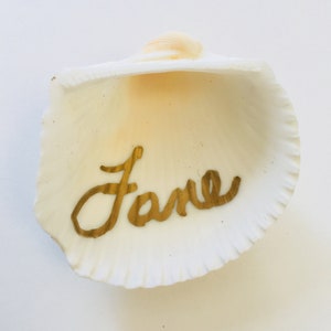 Personalized Place Card Holder / Name Card / Wedding Favor / Party Favor / Bridal Shower Decor / Coastal Table Setting  / White Seashell