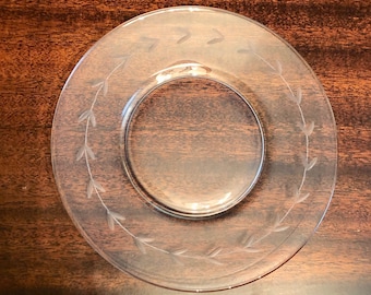 Anchor Hocking Gray Cut Laurel Leaf Clear Salad Plates Sold individually or as set.