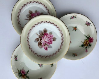 Mismatched China Dessert Bowls Roses and Floral accents
