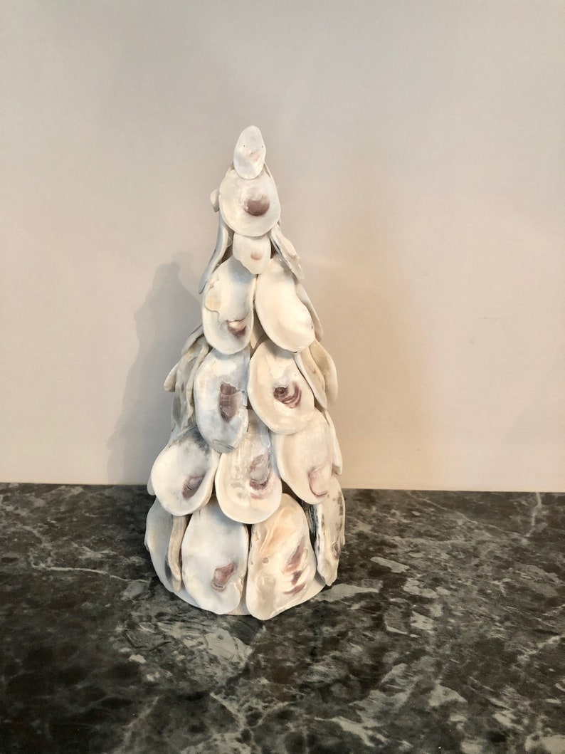 Coastal Christmas Oyster Shell Christmas Trees Individual or Set of Three image 3