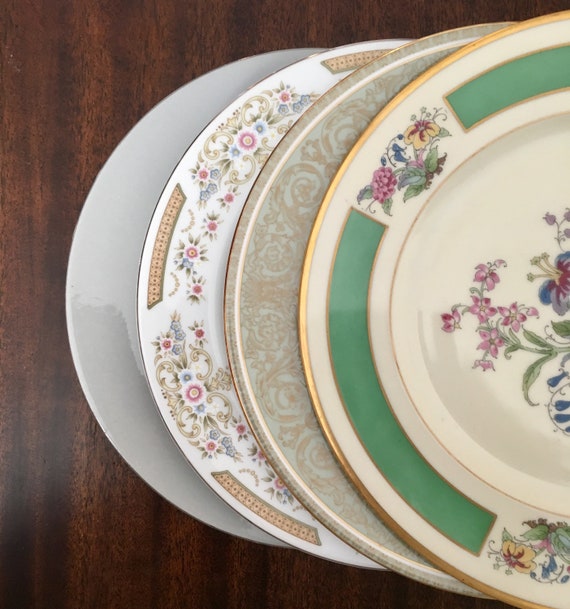 Vintage Dépareillées Chine Lot De 4 Assiettes Plates Y Etsy