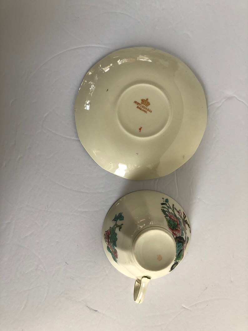 Myott, Son and Co Made in England Art Deco Cup and and Saucers in Indian Tree pattern image 4