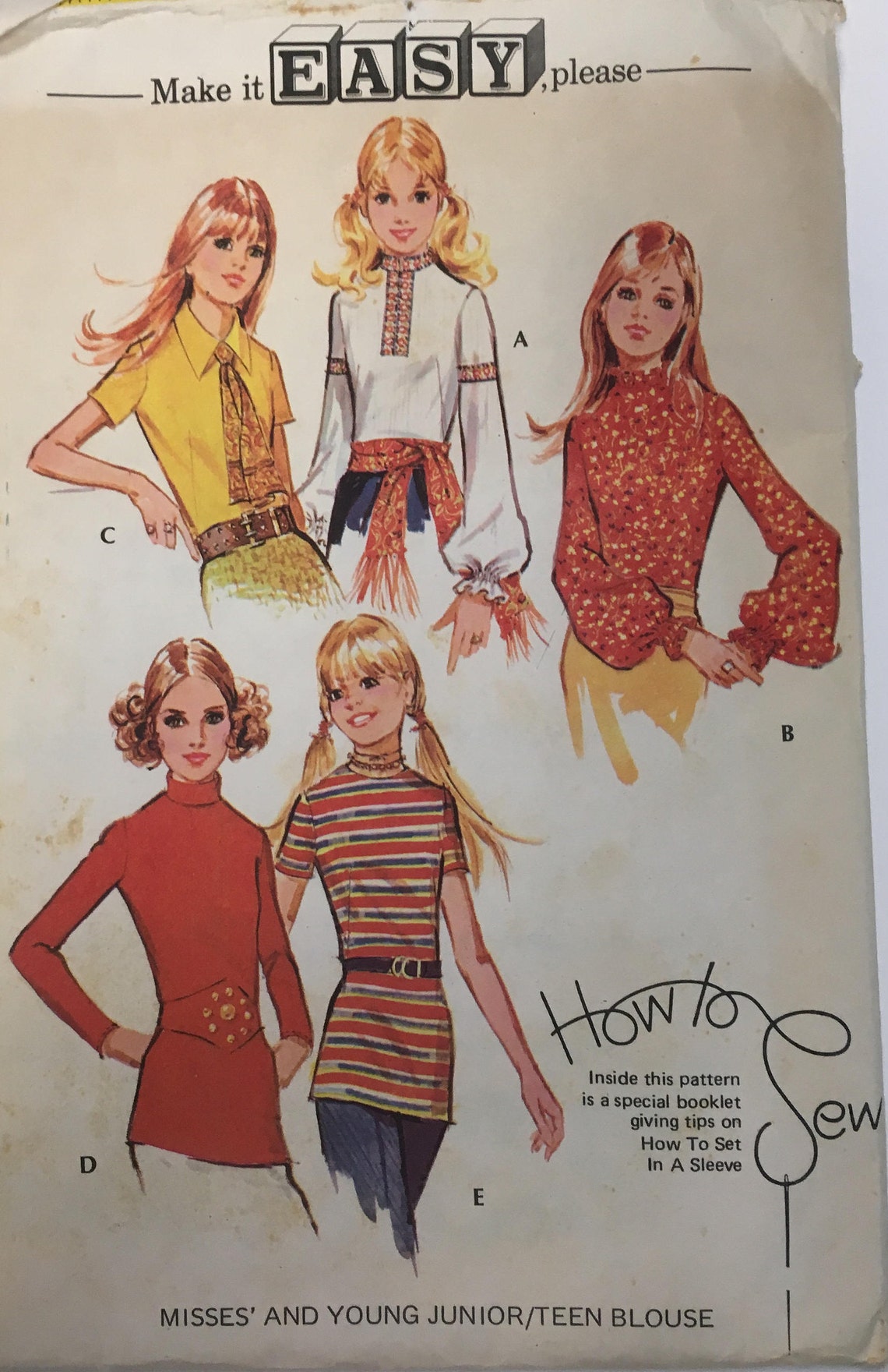 1970's Vintage Mccalls 2944 Sewing Pattern Retro Blouse - Etsy