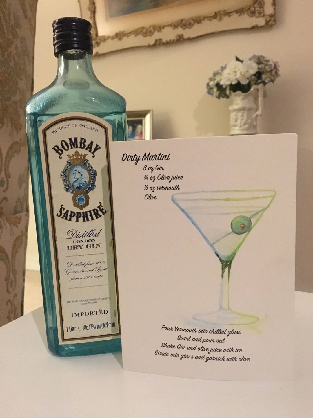 Dirty Martini / Gift Card / Blank Inside / Original Hand Painted One of