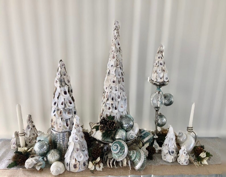 Oyster Shell Tree / Christmas Tree / Nautical Decor / Coastal Wedding / Table Decor / Table Centerpiece / Seashell Decor image 6