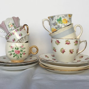 Set of 6 Vintage Demitasse Cups and Saucers / Garden Party / Tea Party / Holiday Table ? Bridal Luncheon / Perfect start for collector