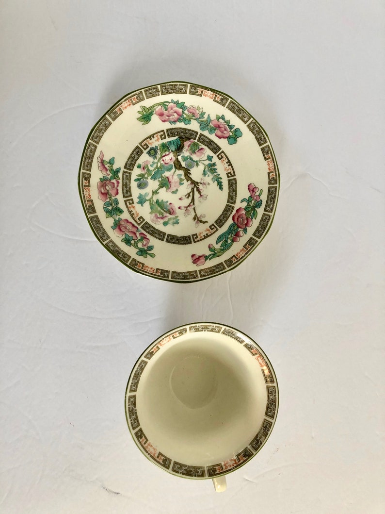 Myott, Son and Co Made in England Art Deco Cup and and Saucers in Indian Tree pattern image 3