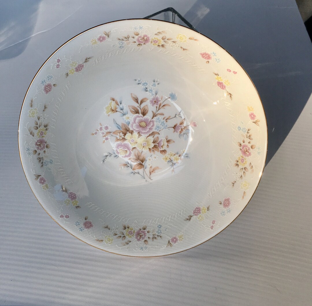 Vintage Large Serving Bowl / Vegetable Bowl by Crescent China With Pink