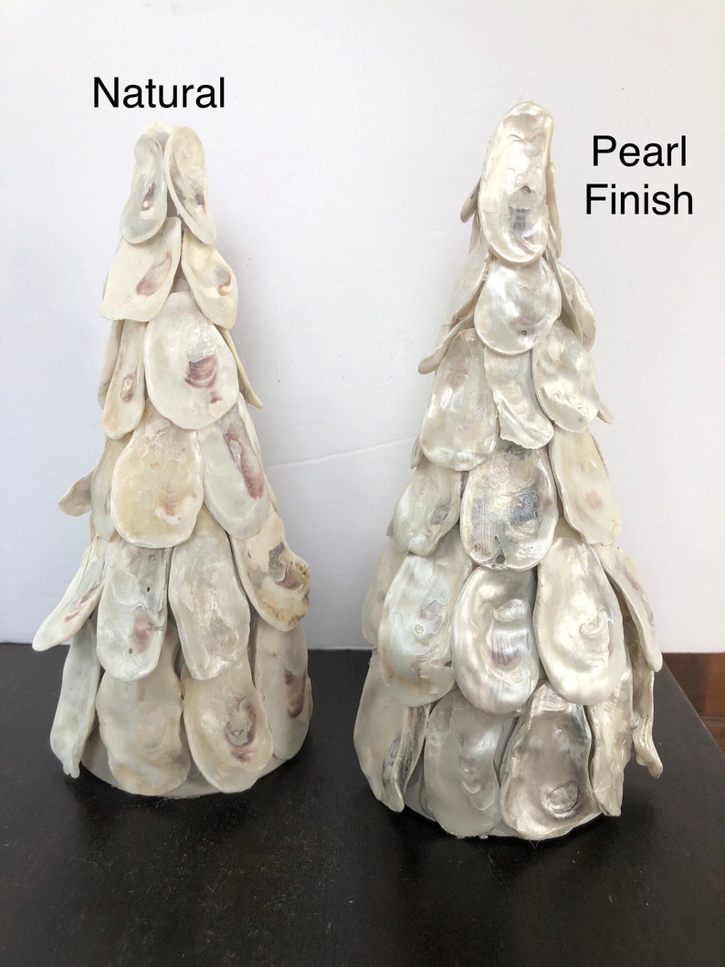 Coastal Christmas Oyster Shell Christmas Trees Individual or Set of Three image 10