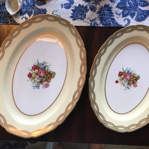 Pair of 1930&#39;s Vintage Oval Serving Platters by Noritake Pattern Classic / Hard to Find Rare Pattern that even Replacements doesn&#39;t have