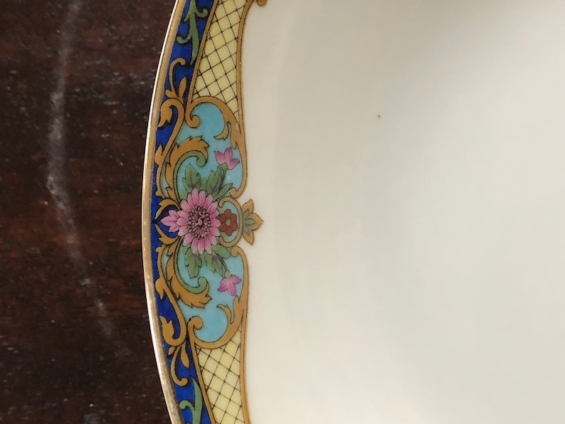 Vintage Czechoslovakia China in Deep Jewel Tones Bowls with a primary color of Blue