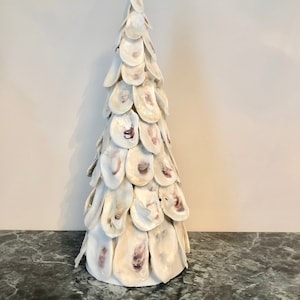 Coastal Christmas Oyster Shell Christmas Trees Individual or Set of Three image 2