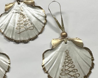 Scallop shell Christmas Tree Ornament Coastal Christmas elegant modern Christmas tree