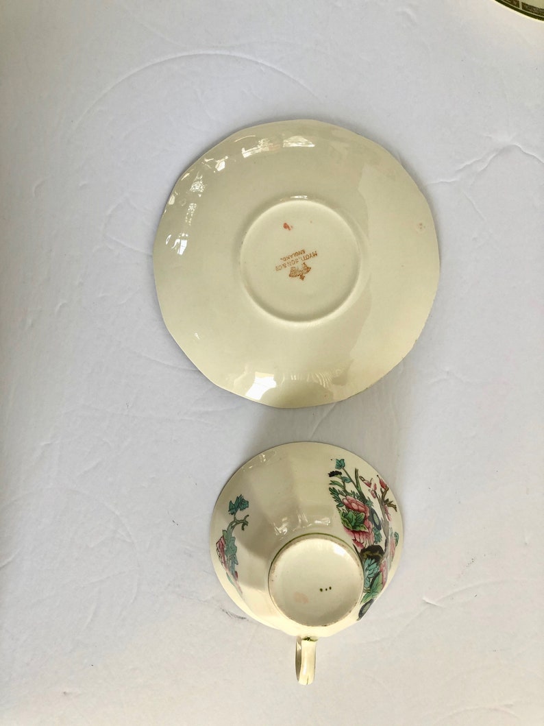 Myott, Son and Co Made in England Art Deco Cup and and Saucers in Indian Tree pattern image 2