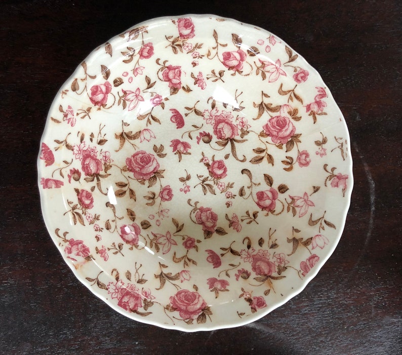 Nasco Rose Garden Pink Rose Chintz Vintage 1940/'s China Bowls