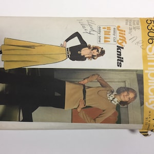 1972 Simplicity 5306 Misses Jiffy Knit Top, Skirt and Pants Complete Sewing Pattern Retro Groovy!