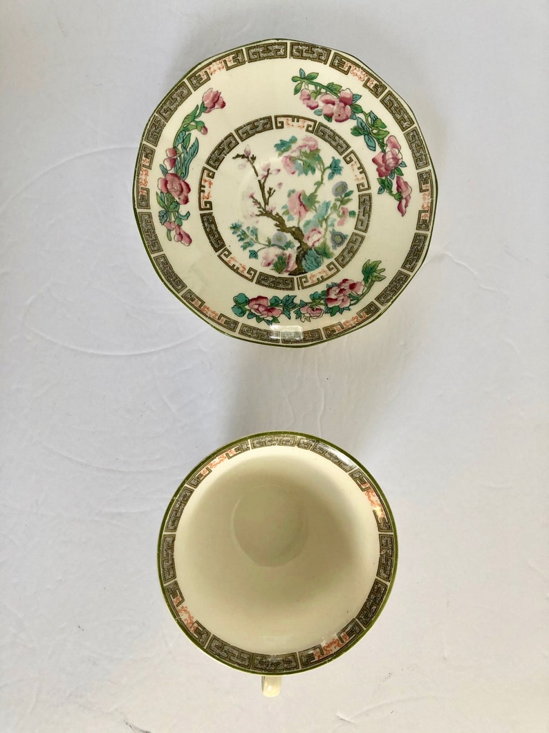 Myott, Son and Co Made in England Art Deco Cup and and Saucers in Indian Tree pattern image 5