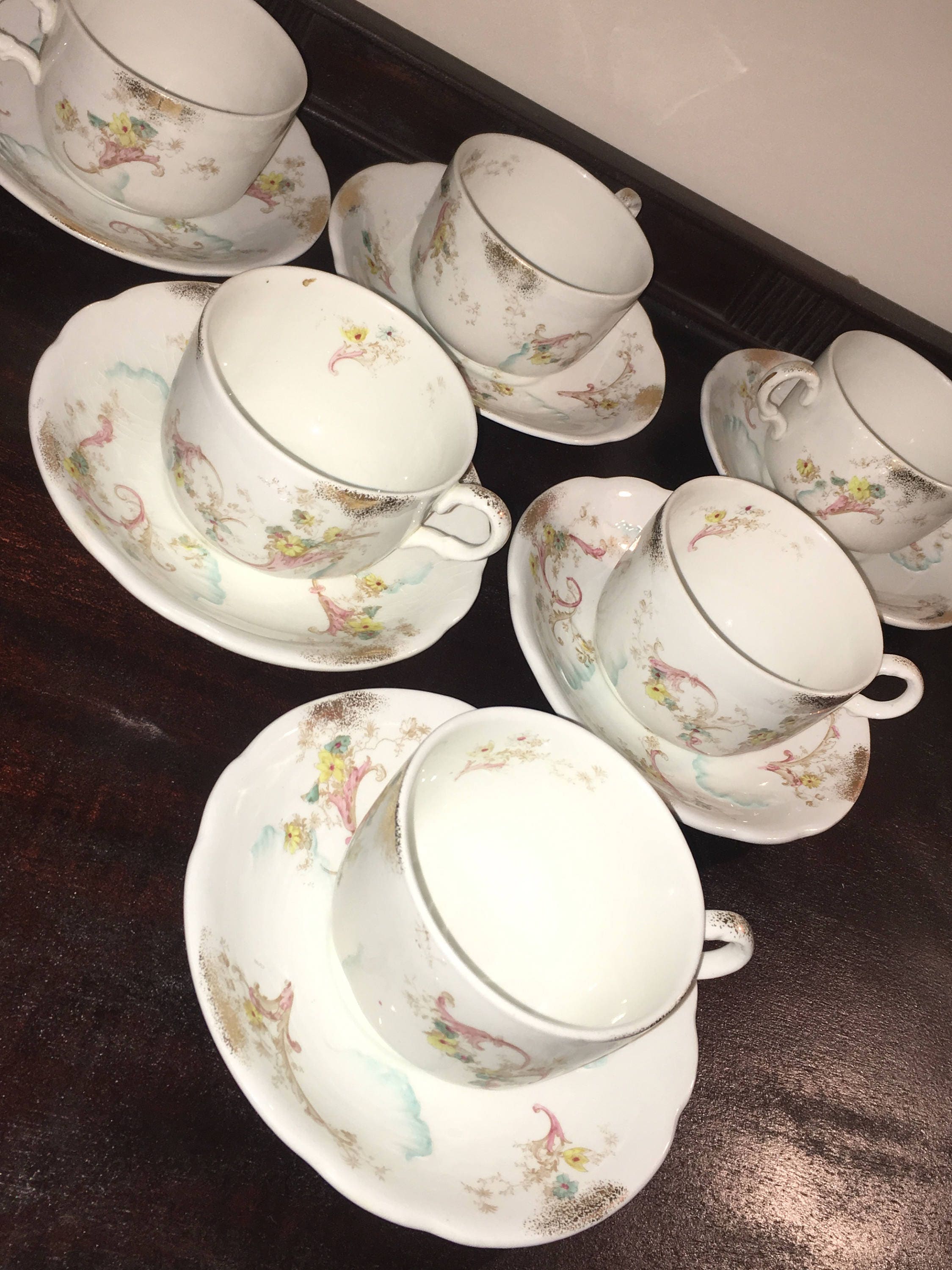 Rare Vintage Bishop and Stonier Set of 6 Cups and Saucers