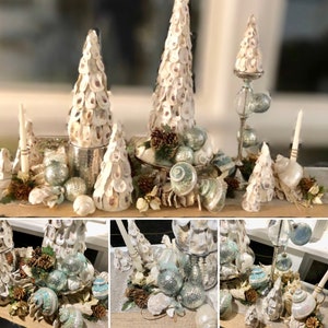 Coastal Christmas Oyster Shell Christmas Trees Individual or Set of Three image 9