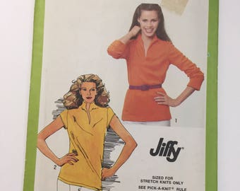Simplicity 9467 Sewing Pattern Dated 1980 Misses Pull over top