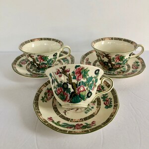 Myott, Son and Co Made in England Art Deco Cup and and Saucers in Indian Tree pattern image 8