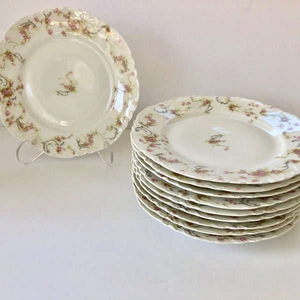 Rare and Hard to Find Haviland France Limoge Dates to 1893 - 1931 Scallop Edge delicate floral sprays Salad or Luncheon Plates