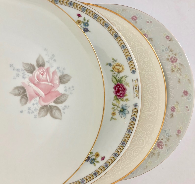 Mismatched China Set of 4 Dinner Plates 1155 Etsy