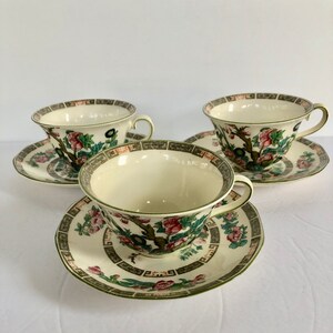 Myott, Son and Co Made in England Art Deco Cup and and Saucers in Indian Tree pattern image 7