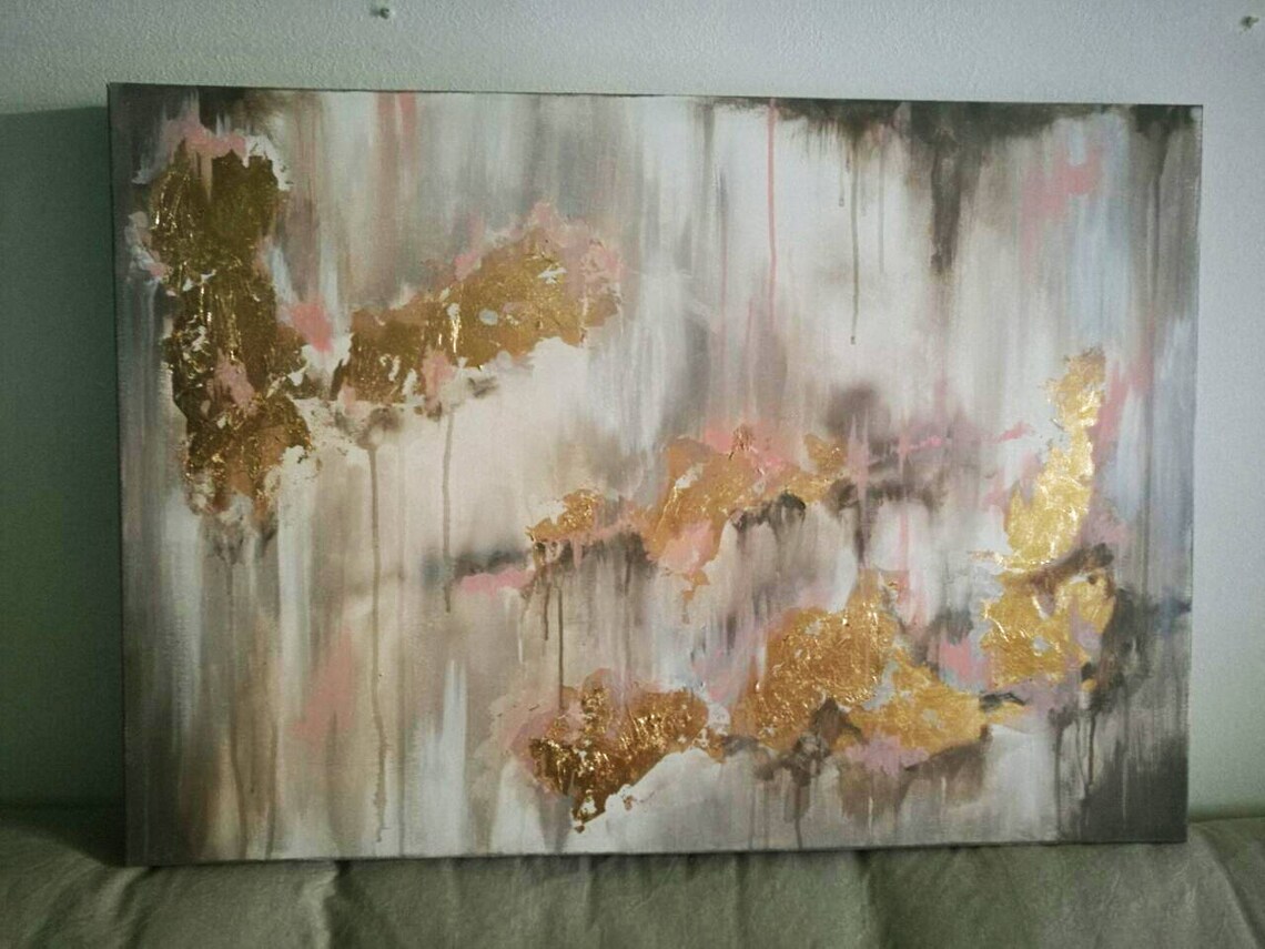 Gold leaf acrylic painting 70x100cm Etsy