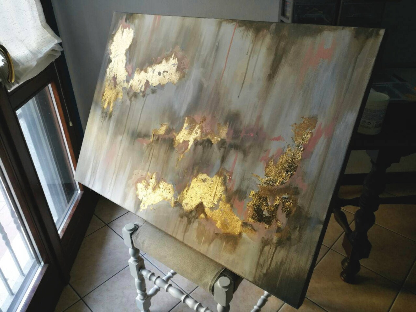 Gold leaf acrylic painting 70x100cm Etsy