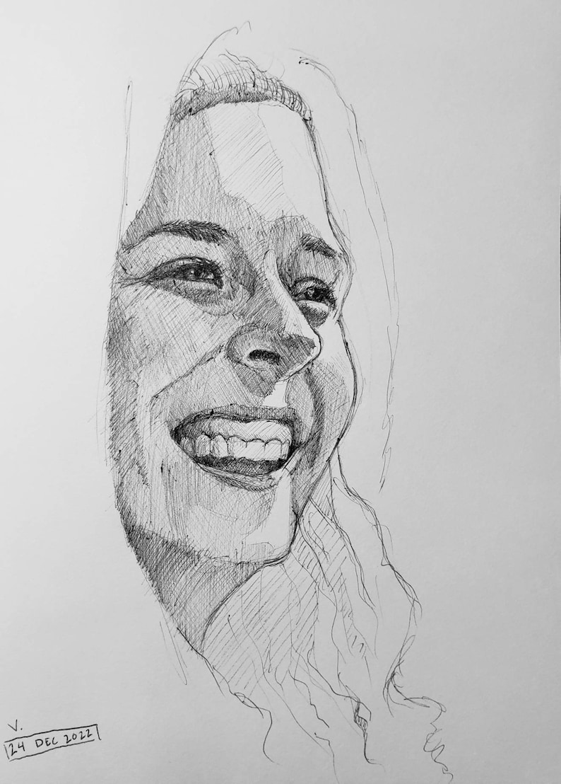 Custom Portrait Pen and Ink Drawing Art Etsy