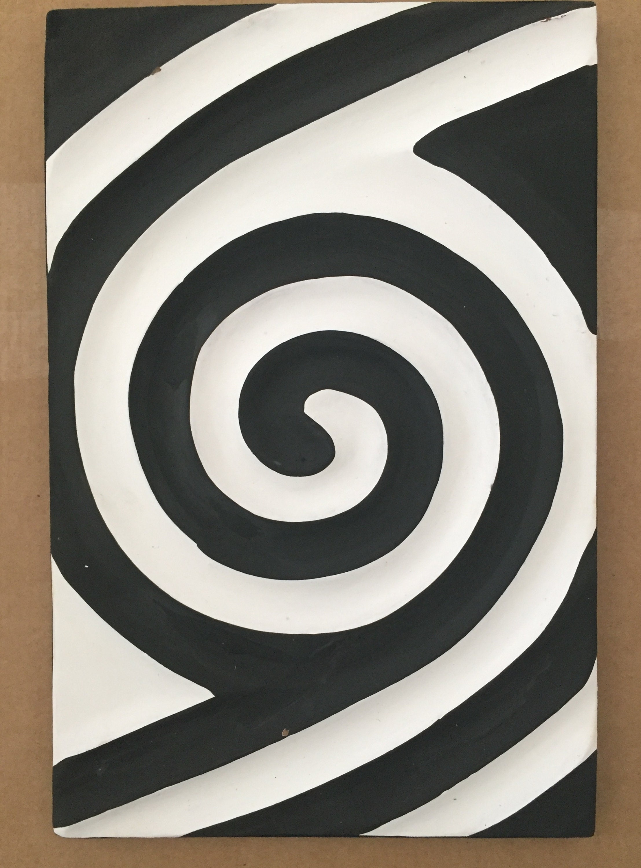 Tableau Artisanal Rwandais Aux Motifs Geomètriques Noir et Blanc