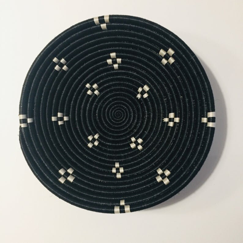 Panier Tissé Africain // Panier Mural Ethnique Coupe Artisanale à Motifs Colorés