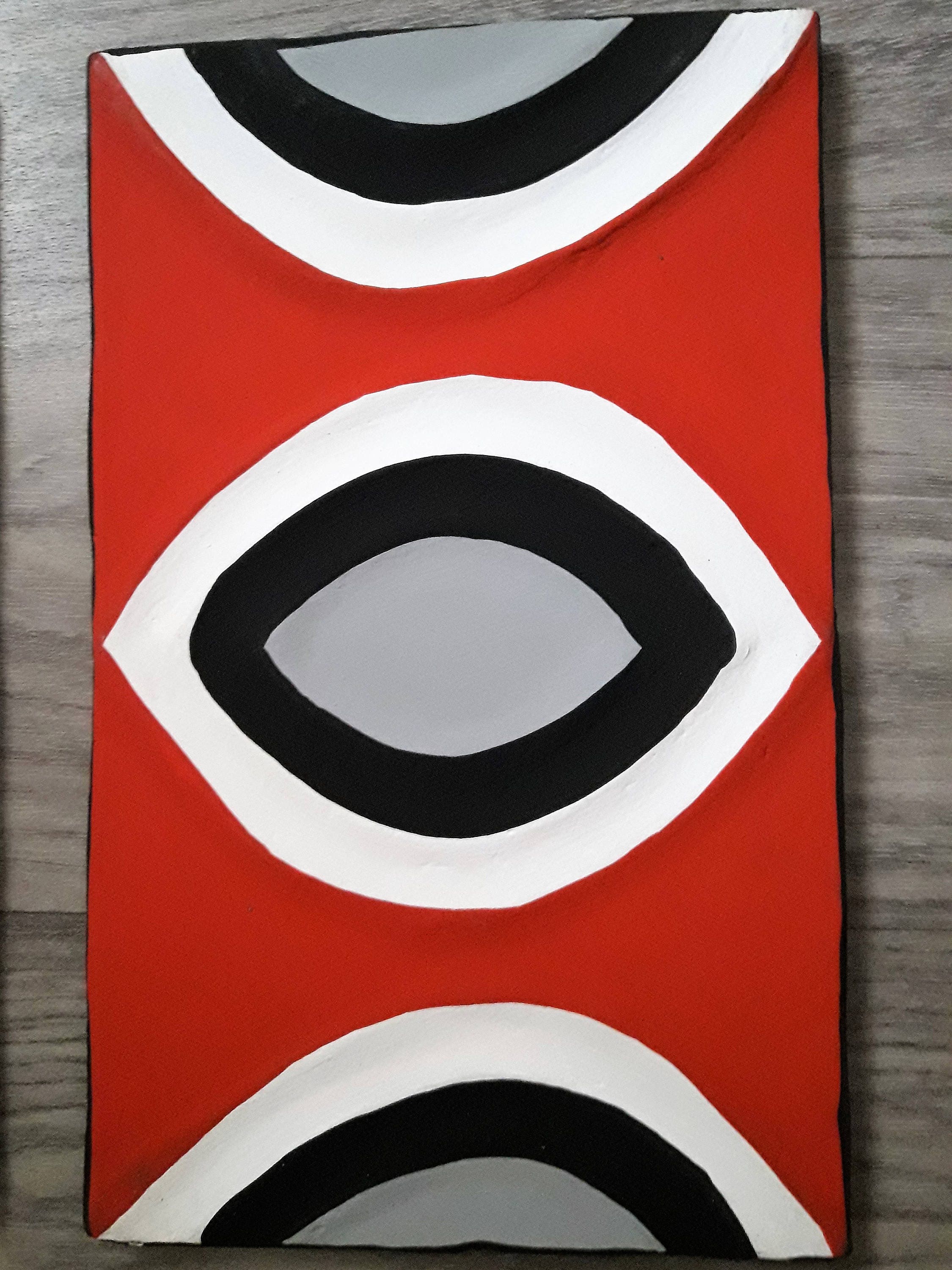 Tableau Artisanal Rwandais Aux Motifs Geomètriques Colorés