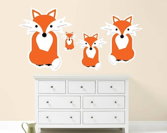 Fox Family Wall Sticker Kit decals decor nursery cute foxes