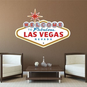 Adhesivo decorativo para pared con el cartel de Las Vegas, Nevada, Estados Unidos, EE. UU., insignia, arte gráfico, 5 tamaños