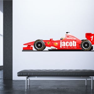 レーシングカー フォーミュラ1 パーソナライズされたウォールステッカー 子供部屋用デカール アート グラフィック 壁画 カスタマイズ