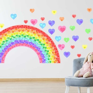 PASTEL RAINBOW of HEARTS wall stickers decal