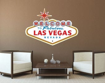 Adesivo murale con insegna di Las Vegas, Nevada, America, USA, distintivo, grafica, 5 misure