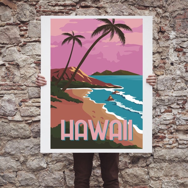 Hawaii print poster wall art travel holiday souvenir honeymoon wedding gift present