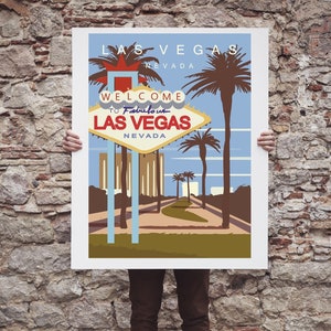 Póster impreso de Las Vegas, arte de pared, recuerdo de vacaciones de viaje, regalo de boda de luna de miel