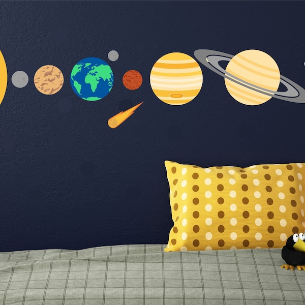 SOLAR SYSTEM PLANETS Space Wall Stickers Pack decal art boys bedroom Sun Pluto Venus Mars Moon Uranus Neptune Saturn Mercury Earth