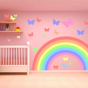 PASTEL RAINBOW & BUTTERFLIES wall sticker decal