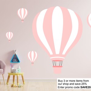 Heißluftballons Kinderzimmer Mädchen Wandaufkleber Pastell Baby Rosa Kunst Schlafzimmer Aufkleber