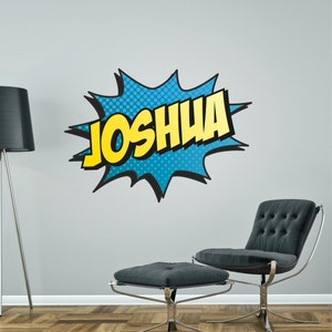 SUPERHERO COMIC Name Personalised Kapow Wall Art Sticker Pop Art decal